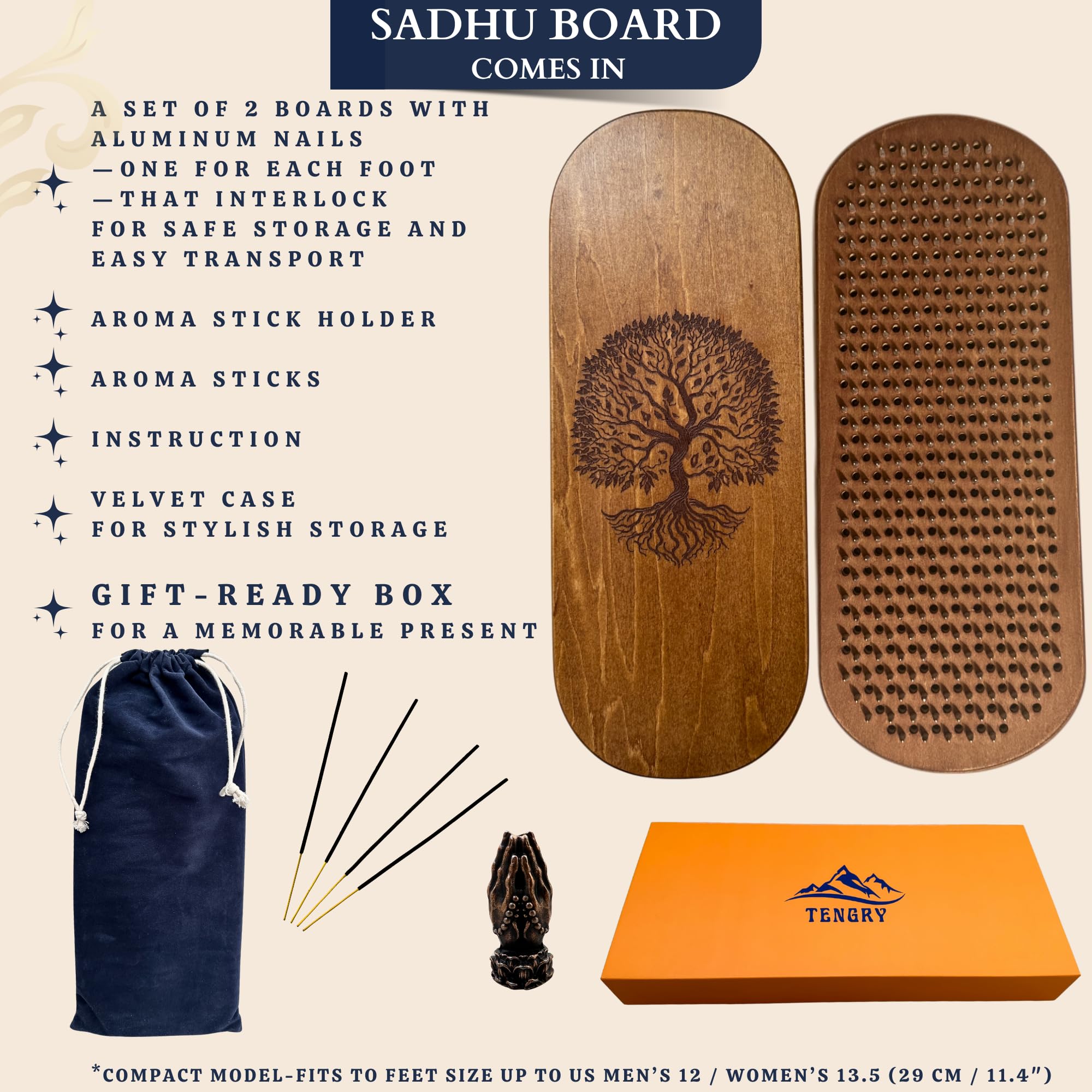 Amazon | TENGRY サドゥボード Sadhu Board 木製 足用ボード 釘 10mm